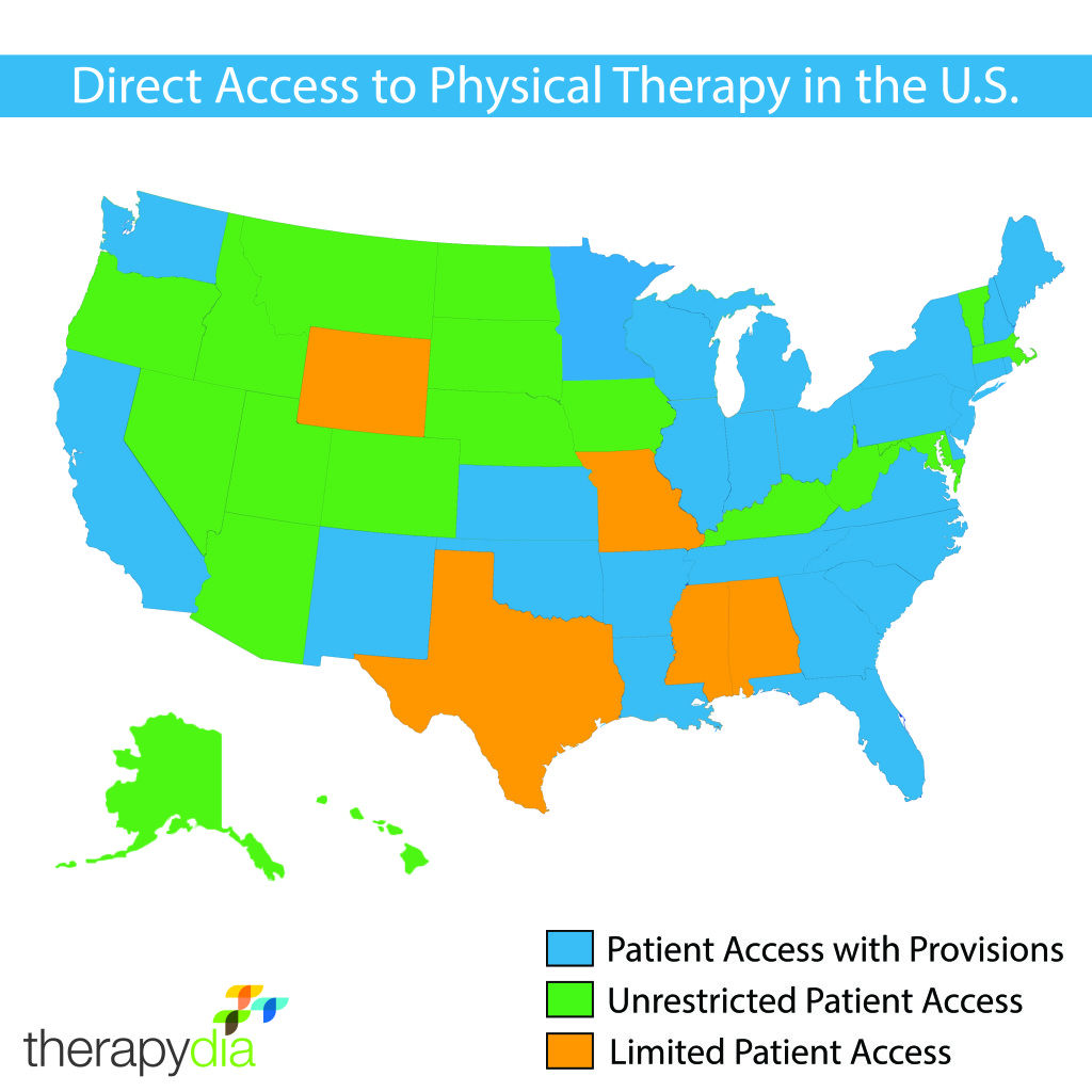 Direct Access To Physical Therapy In The U S Therapydia Blog   MAP 1024x1024 